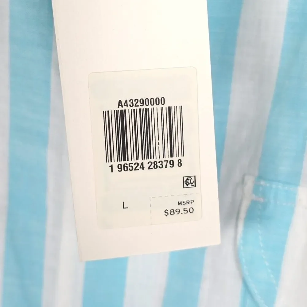 LEVI’S New Blue White Striped Button Shirt Two Horse Patch 100% Cotton Men LARGE